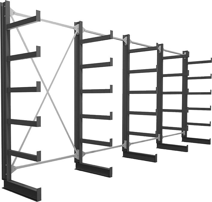 4 Felder/5 Ständer Tragkr. /Arm 200kg Ständerlast/Seite 1000 kgStänderprofil: IPE 100