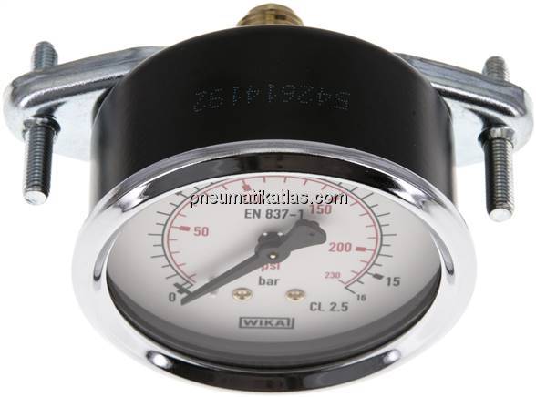 Einbaumanometer, 3-kant-Frontring, 63mm, 0 - 16 bar