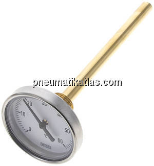Bimetallthermometer, waagerecht D63/0 bis +60°C/160mm