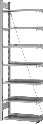 Anbauregal zerlegt HZA 23307 EX, 7 Böden 2350x300x750mm verzinkt