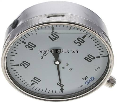 Chemie-Glycerin-Manometer senkrecht,160mm, 0 - 60 bar