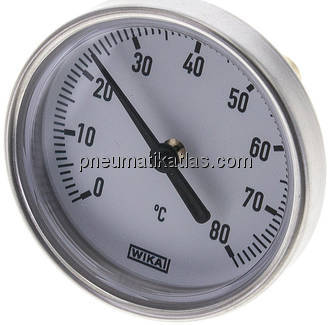 Bimetallthermometer, waagerecht D63/0 bis +80°C/40mm