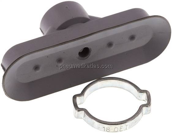 Ovalsauger, 60 x 20mm, Hub 3mm, NBR (60A), grau