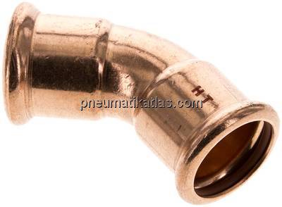 Pressfitting, 45° Bogen, 28mm innen, Kupfer / Kupferlegierung