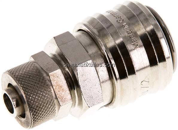 Kupplungsdose (NW7,2) 10x8mm Schlauch, Messing vernickelt