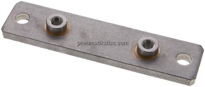 verlängerte Anschweißplatte mit Befestigungsbohrungen, Stahl blank, Baugröße 4, 