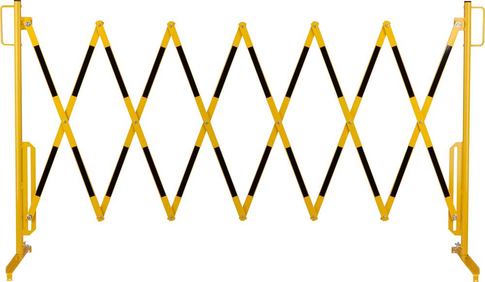 Scherengitter H 1050mm, L bis 4000mm gelb/schwarz stationär mit Standfuß