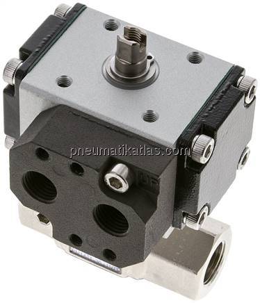 Messing Kugelhahn mit pneumatischem Antrieb, Rp 3/8"