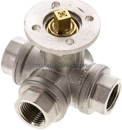 3-Wege-Kugelhahn, Direktmontageflansch G 1/2", T-Bohrung