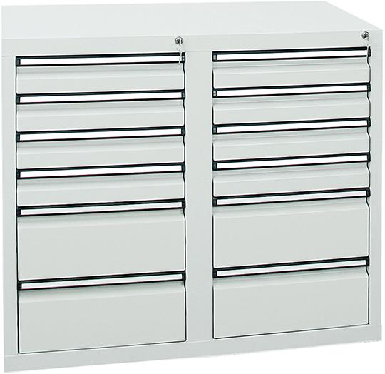 Schubladenschrank 12 SLR 900x1000x500 mm grau stumpf