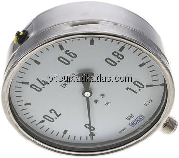 Chemie-Manometer senkrecht, 160mm, 0 - 1 bar