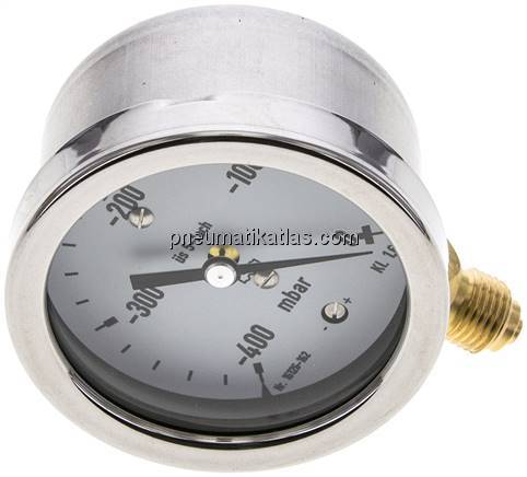 Manometer senkrecht 63mm, -0,4 bar bis 0 bar mbar, G 1/4"