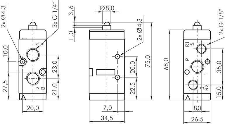 Zeichnung: 5/2-Wege Nockenventil
