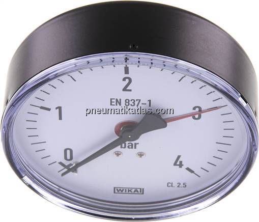 Manometer waagerecht, 100mm, 0 - 4 bar