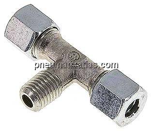 T-Schneidringverschraubung M 12x1,5 (konisch)-8 L (M14x1,5), Stahl verzinkt