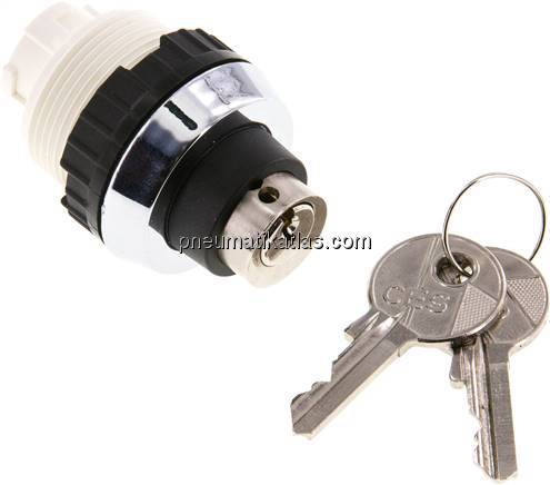Betätigeraufsatz 30mm, Schlüsselschalter, 60° rastend mit 2 Schlüsseln (gleichsc