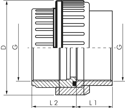 Zeichnung: Verschraubung mit Innengewinde