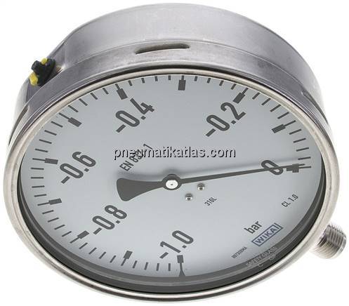 Chemie-Manometer senkrecht, 160mm, -1 bis 0 bar