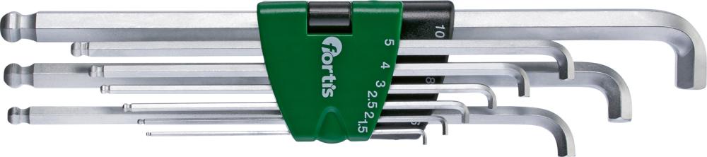 Winkelschraubendreher- Satz im Kunststoffhalter 9-teilig 1,5-10mm Stubby lang Kugelkopf FORTIS