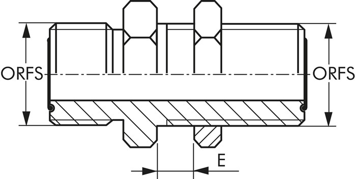Zeichnung: Gerade ORFS-Schottverschraubung