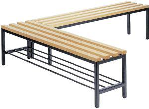 Sitzbank mit 6 Füßen B1960xT353xH420 mm RAL 7021/Hartholz ohne Schurost CP