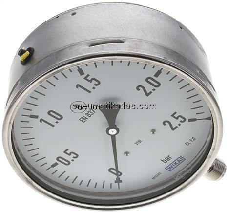 Sicherheits-Manometer senkrecht, 160mm, 0 - 2,5 bar