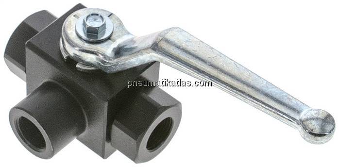 Hochdruck-3-Wege Kugelhahn, T-Bohrung, G 3/8", 0 - 400bar
