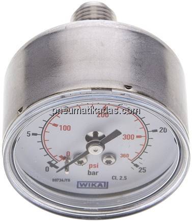 ES-Manometer waagerecht, 50mm, 0 - 25 bar, G 1/4"
