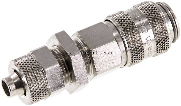 Schott-Kupplungsdose (NW5) 8x6mm Schlauch, Messing vernickelt