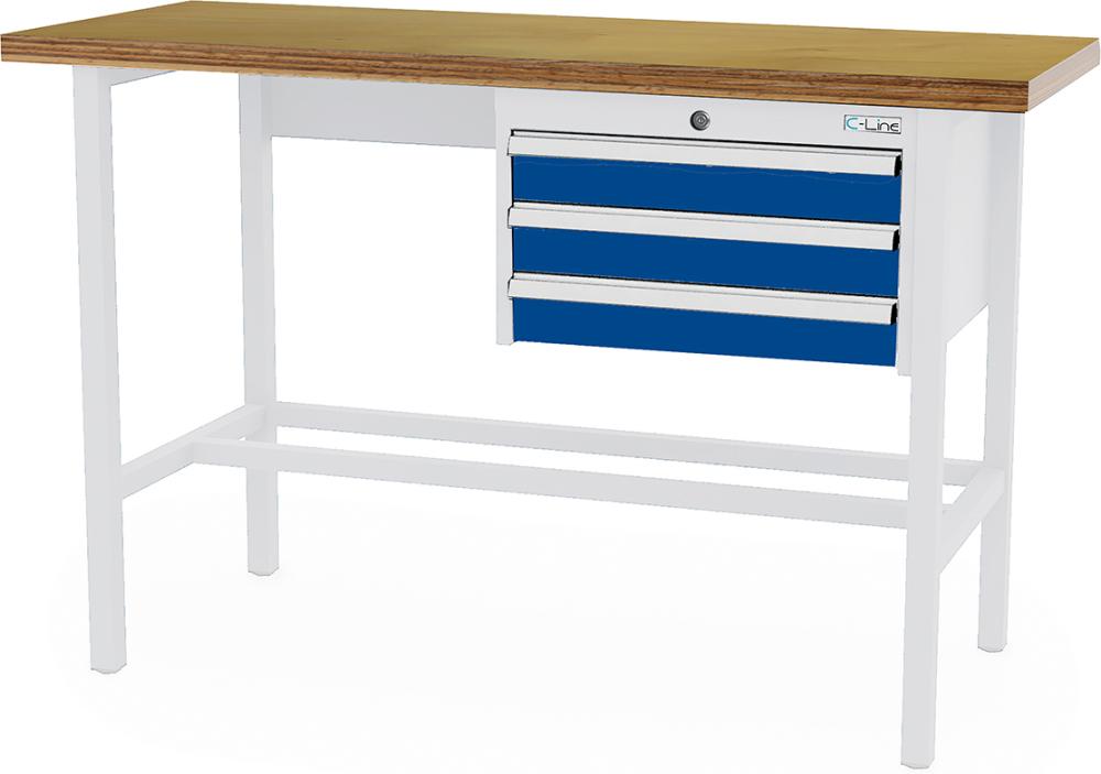 Arbeitstisch B2000mm 3 Schbl. 7035/5010 Forum