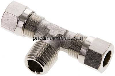 T-Schneidringverschraubung R 1/4"-8 LL (M12x1), Messing vernickelt