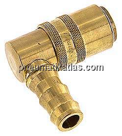 Temperierkupplungsdose (Winkel 90°) 13mm Zapfen, 12,7mm Push-Lok