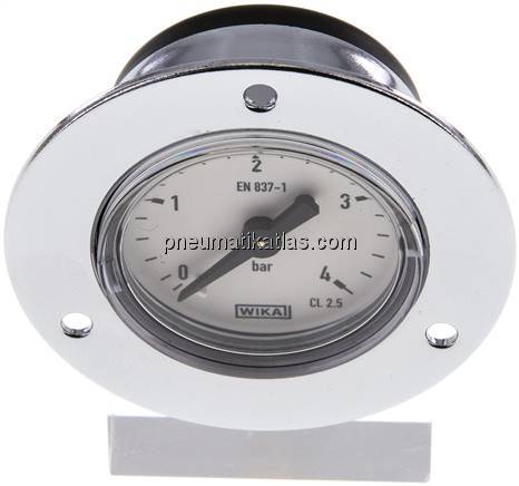 Einbaumanometer (CrNi/Ms), Frontring, 40mm, 0 - 4 bar