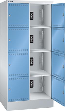 Ladeschrank Fächer Ral 7035/5012 BxTxH 810x585x1790mm 2x4 Fächer Schuko