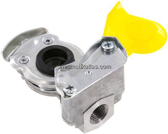 Fahrzeugkupplung M 16x1,5(IG), Bremse (gelb) für Anhänger, DIN 74342 (ohne Venti