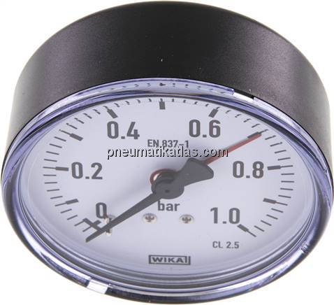 Manometer waagerecht, 80mm, 0 - 1 bar