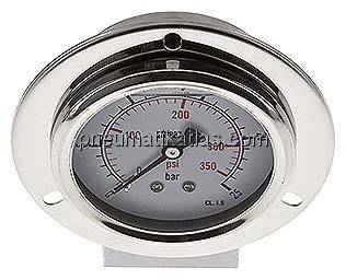 Glycerin-Einbaumanometer,Frontring, 63mm, 0 - 25 bar
