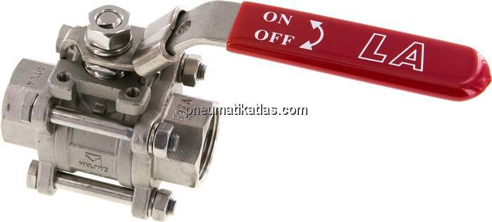 3-teiliger Edelstahl-Kugelhahn, NPT 1", 0 - 63bar