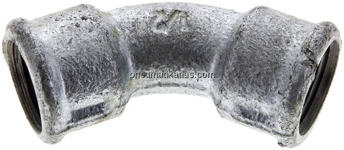 45°-Bogen Rp 1/2" (IG), Temperguss verzinkt