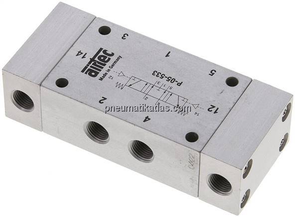 5/3-Wege Pneumatikventil, G 1/8", Mittelstellung entlüftet, Standard