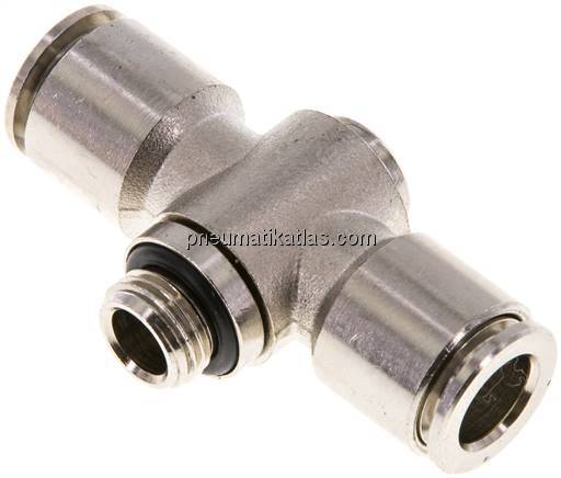 Kompakt-Steckanschluss, T-Stück, einfach, Messing vernickelt