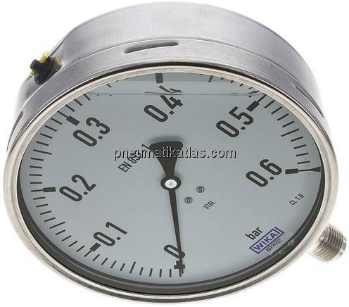 Chemie-Glycerin-Manometer senkrecht,160mm, 0 - 0,6 bar