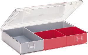 Sortimentkasten m.Deckel B307xT225xH50 mm mit 4 Einsätze LA-KA-PE