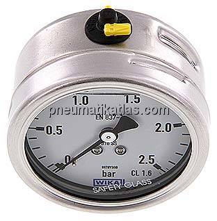 Chemie-Glycerin-Manometer waagerecht, 63mm, 0 - 2,5bar