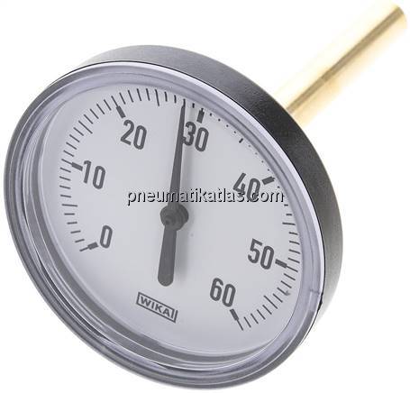 Bimetallthermometer, waagerecht D80/0 bis +60°C/100mm