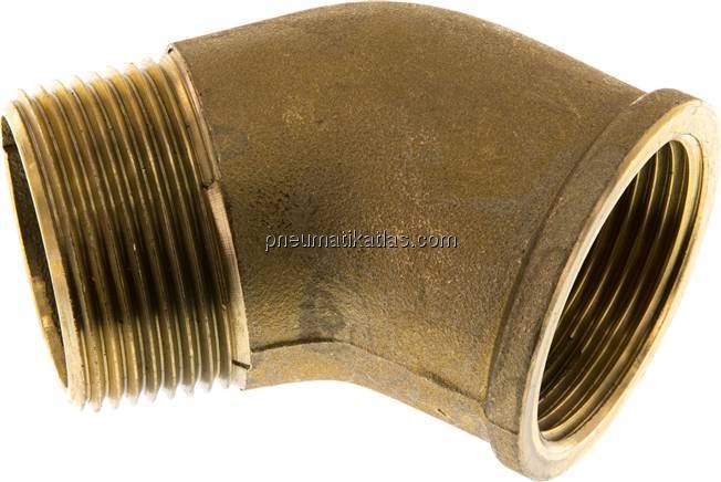 45°-Einschraubwinkel Rp 1-1/4"(IG)-R 1-1/4"(AG), Messing