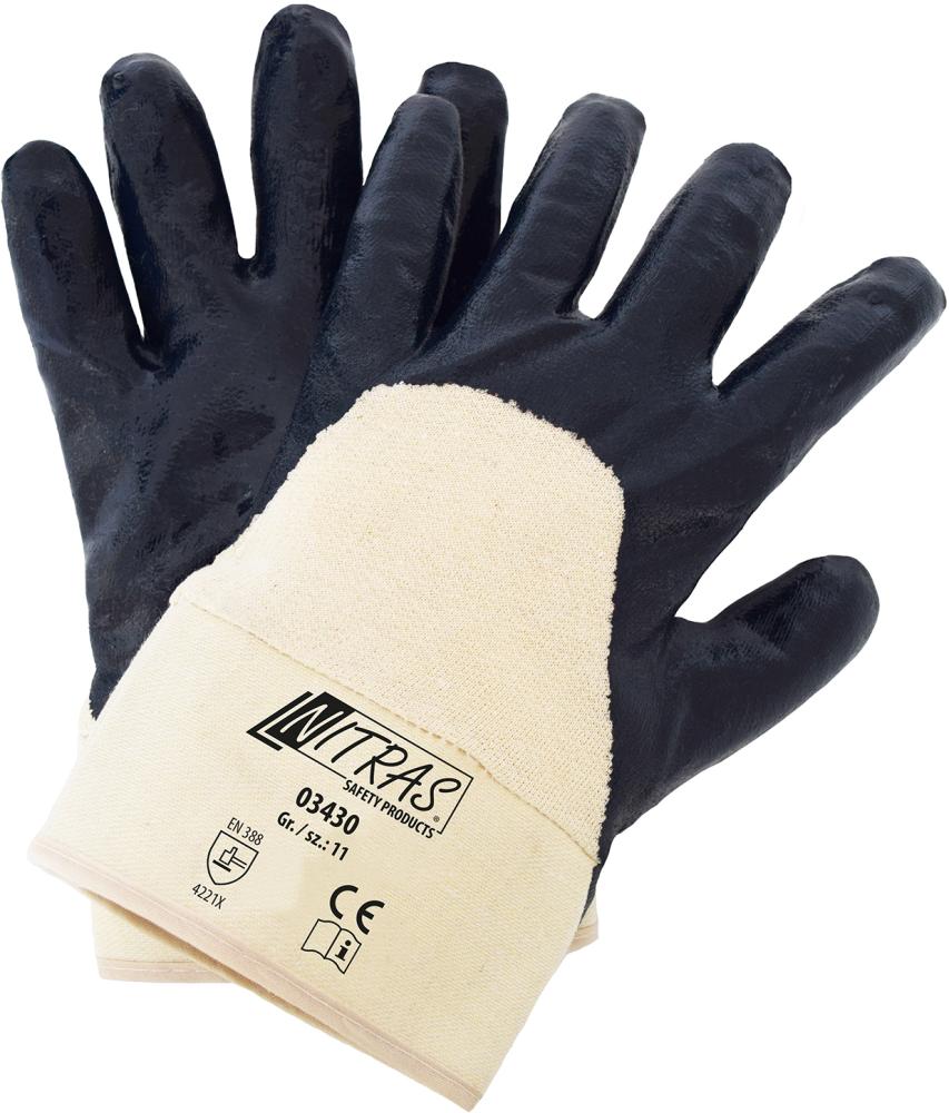 Nitrilhandschuh,blau, Stulpe,teilbeschichtet, Gr.11