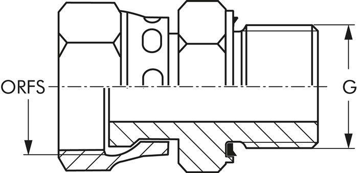 Zeichnung: Gerade ORFS-Einschraubverschraubung mit