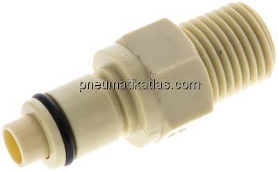 Kupplungsstecker (LC) mit Außengewinde, Polypropylen (beige)