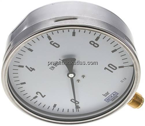 Manometer senkrecht (CrNi/Ms), 160mm, 0 - 10 bar